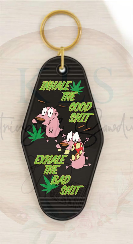 Keychain Inhale The Hood Exhale The Bad Cartoon 420 UV DTF Decal