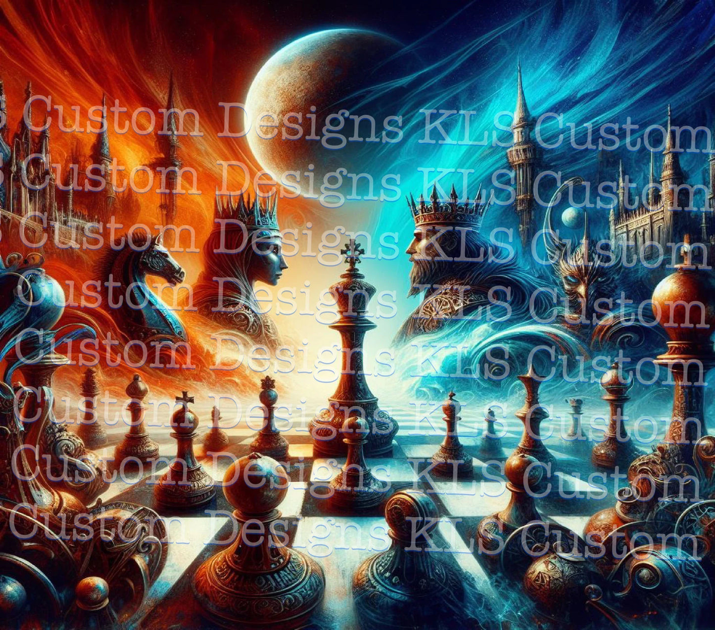 Fire And Ice Chess Face Off 20 Oz Skinny Permanent Vinyl