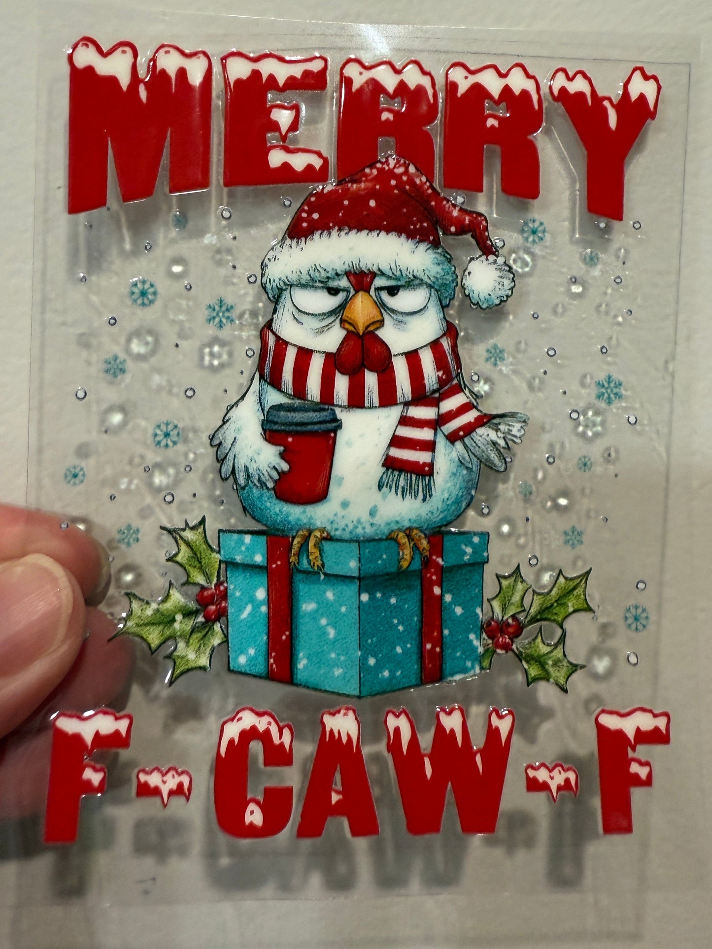22P Merry F Caw F Christmas 4” Tall Decal