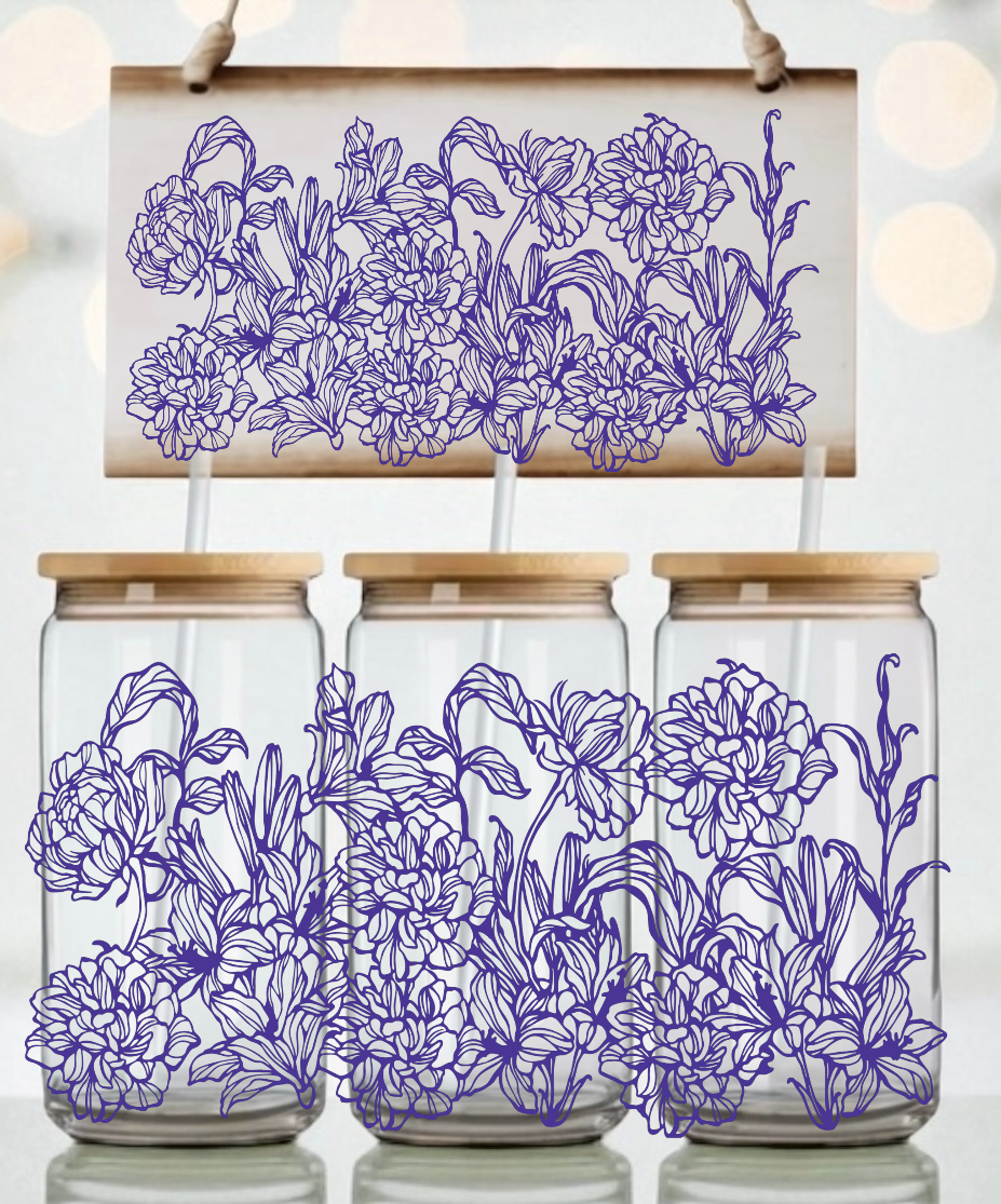 Intricate Floral Libbey UV DTF Wrap