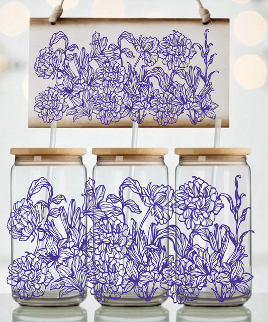 Intricate Floral Libbey UV DTF Wrap