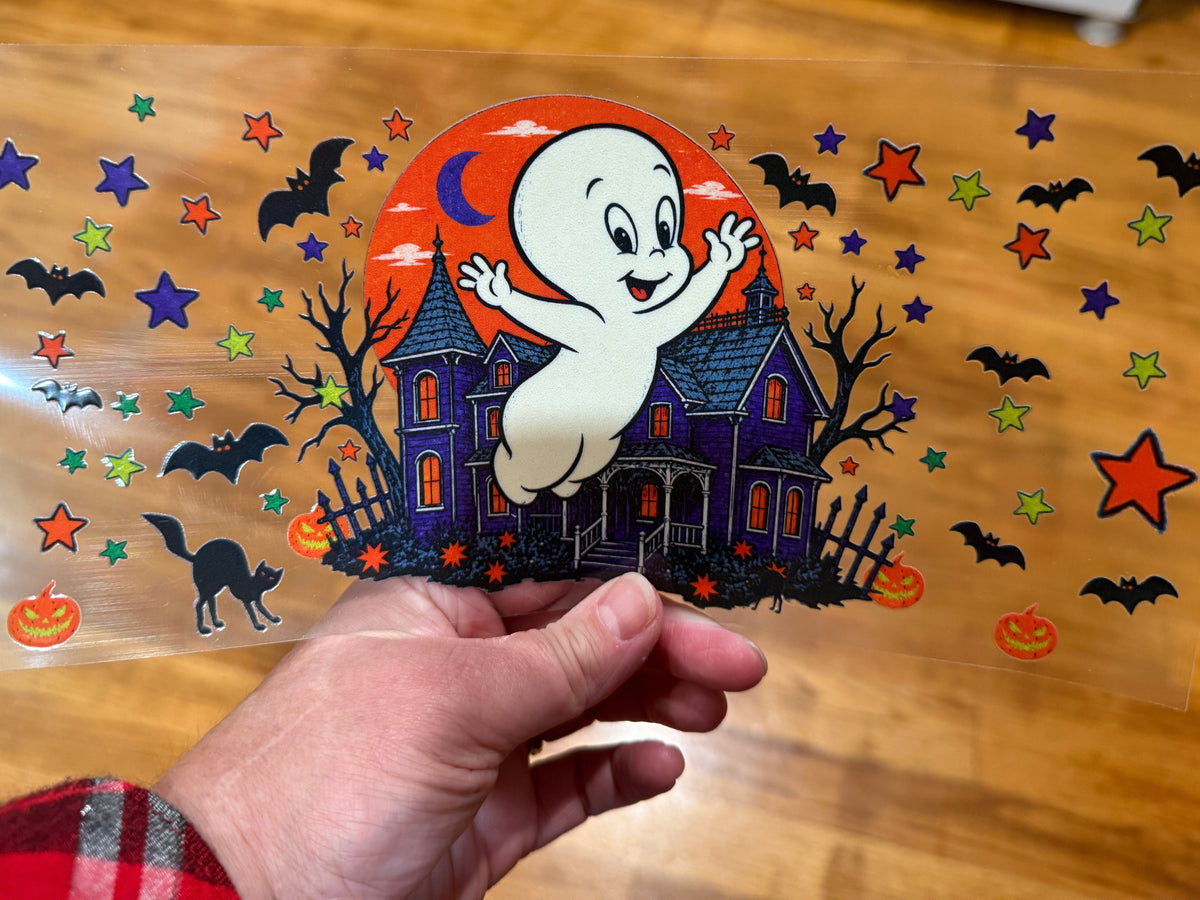 Cute Ghost Haunted House UV DTF Wrap