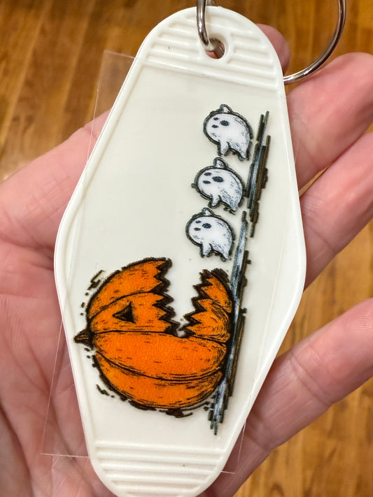 Keychain Retro Gamer Pumpkin UV DTF Decal