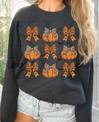 Pumpkin Halloween Bows Ready To Press DTF Print