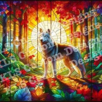 Stained Glass Wolf 20 Oz Skinny Permanent Vinyl