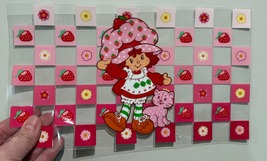 B2 90’s Strawberry Checker Trio Size UV DTF Wrap