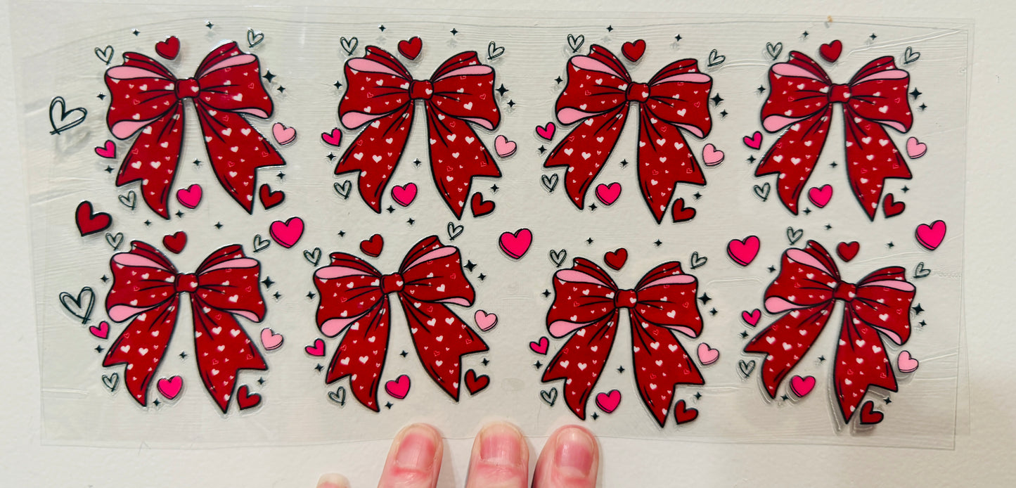 Y7 Heart Coquette Bows Libbey UV DTF Wrap