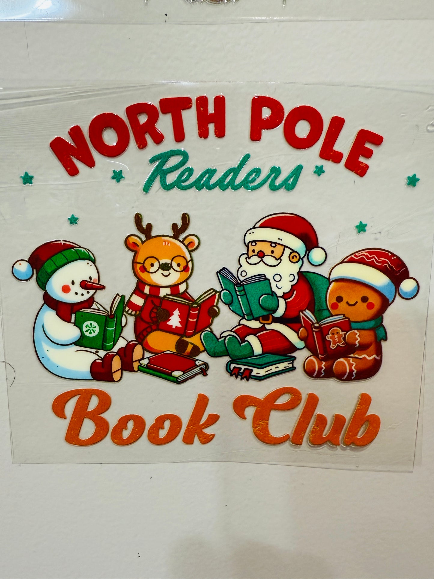 24P North Pole Readers Book Club Christmas 4” Tall UV DTF Decal