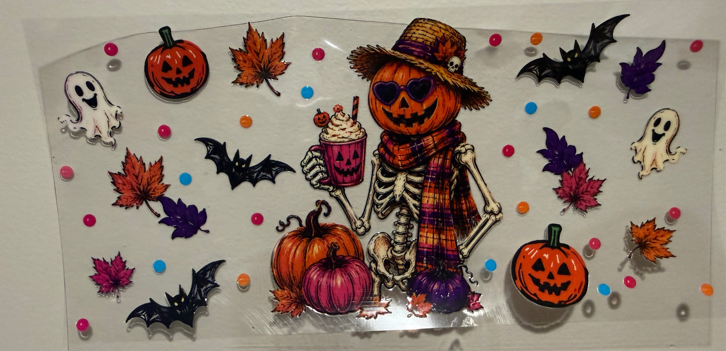 Pumpkin Skeleton UV DTF Wrap