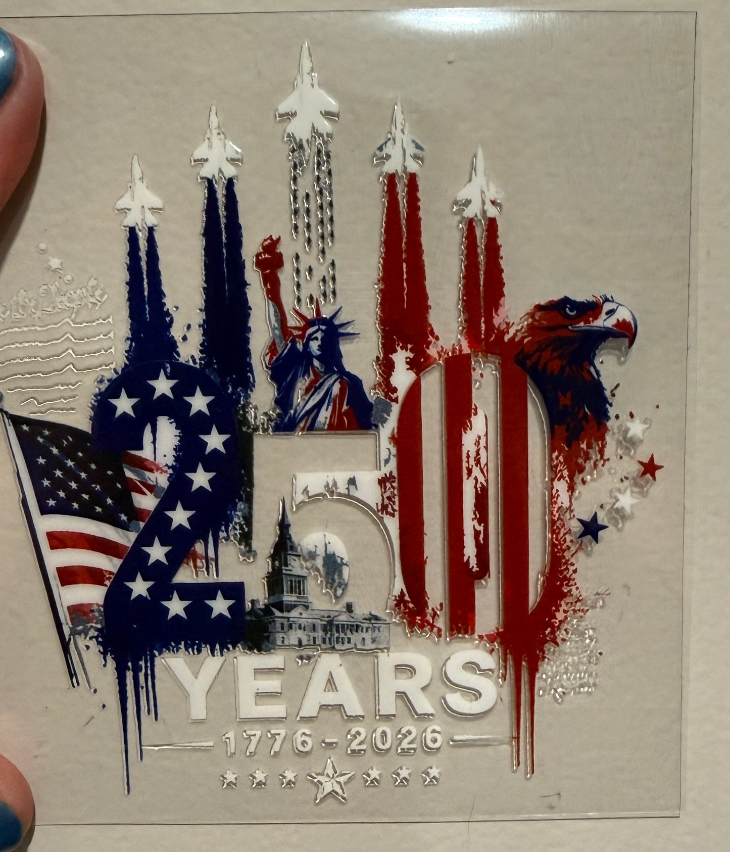 250 Years Fighter Jets 4” Tall UV DTF Decal