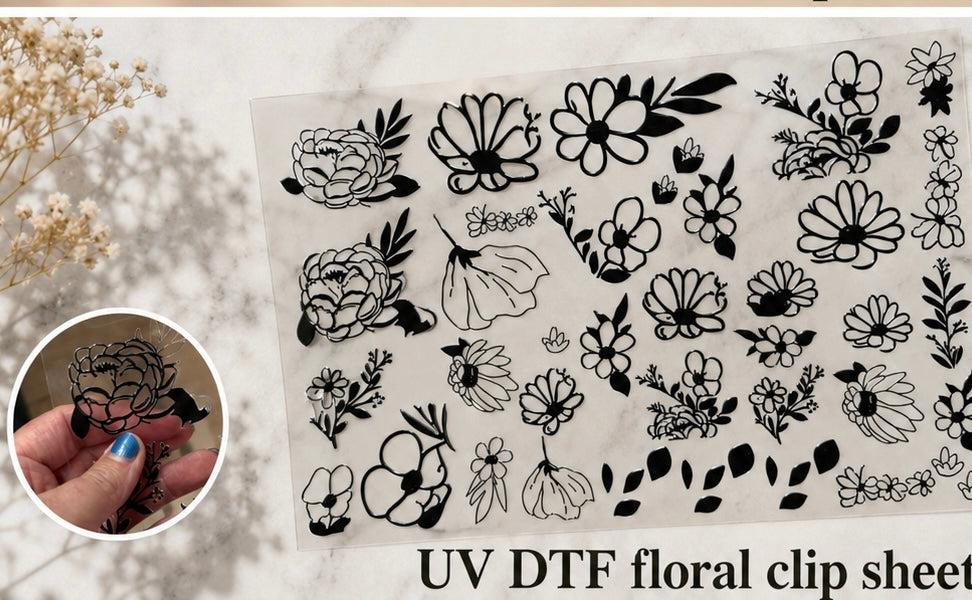 Stone Floral Clip Sheet - This sheet is intended to be cut up and placed using your own creative style.