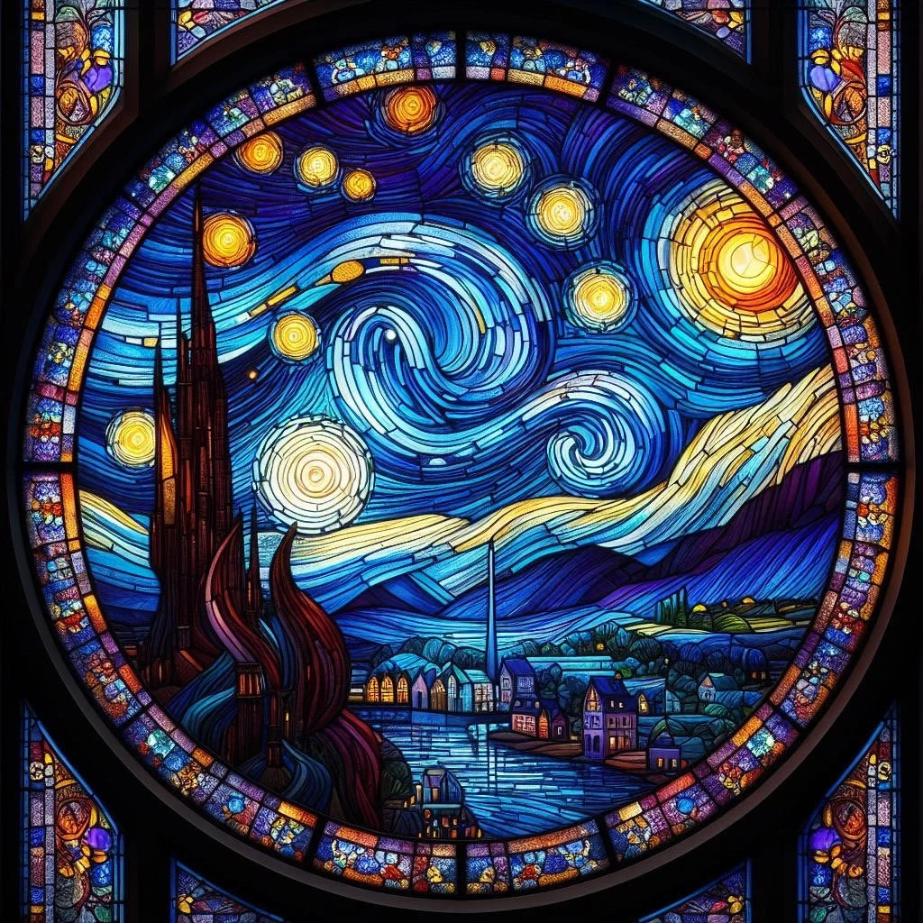 Nighttime Sky Stained Glass 20 Oz Skinny Permanent Vinyl