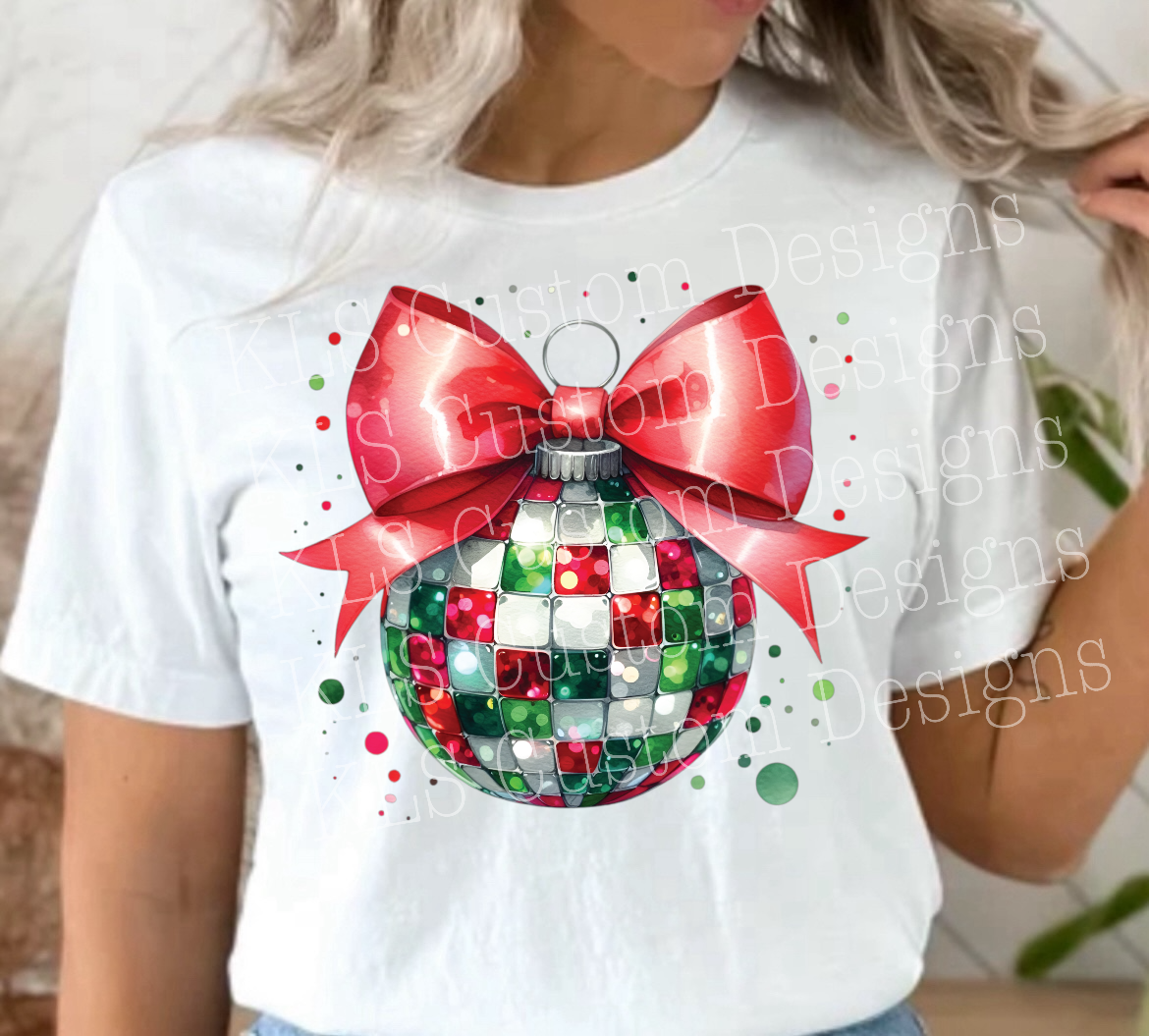 Christmas Ornament With Bow Ready To Press DTF Print