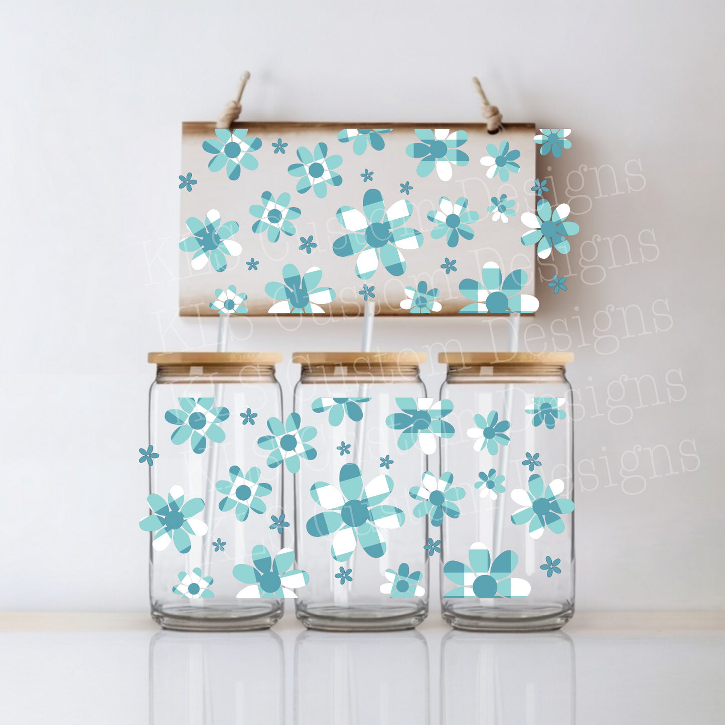 B3 Gingham Daisies UV DTF Wrap