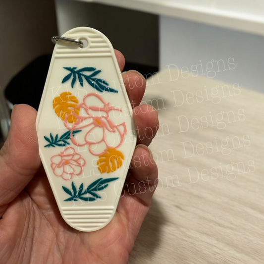 Keychain Tropical Floral Multi Color UV DTF Decal