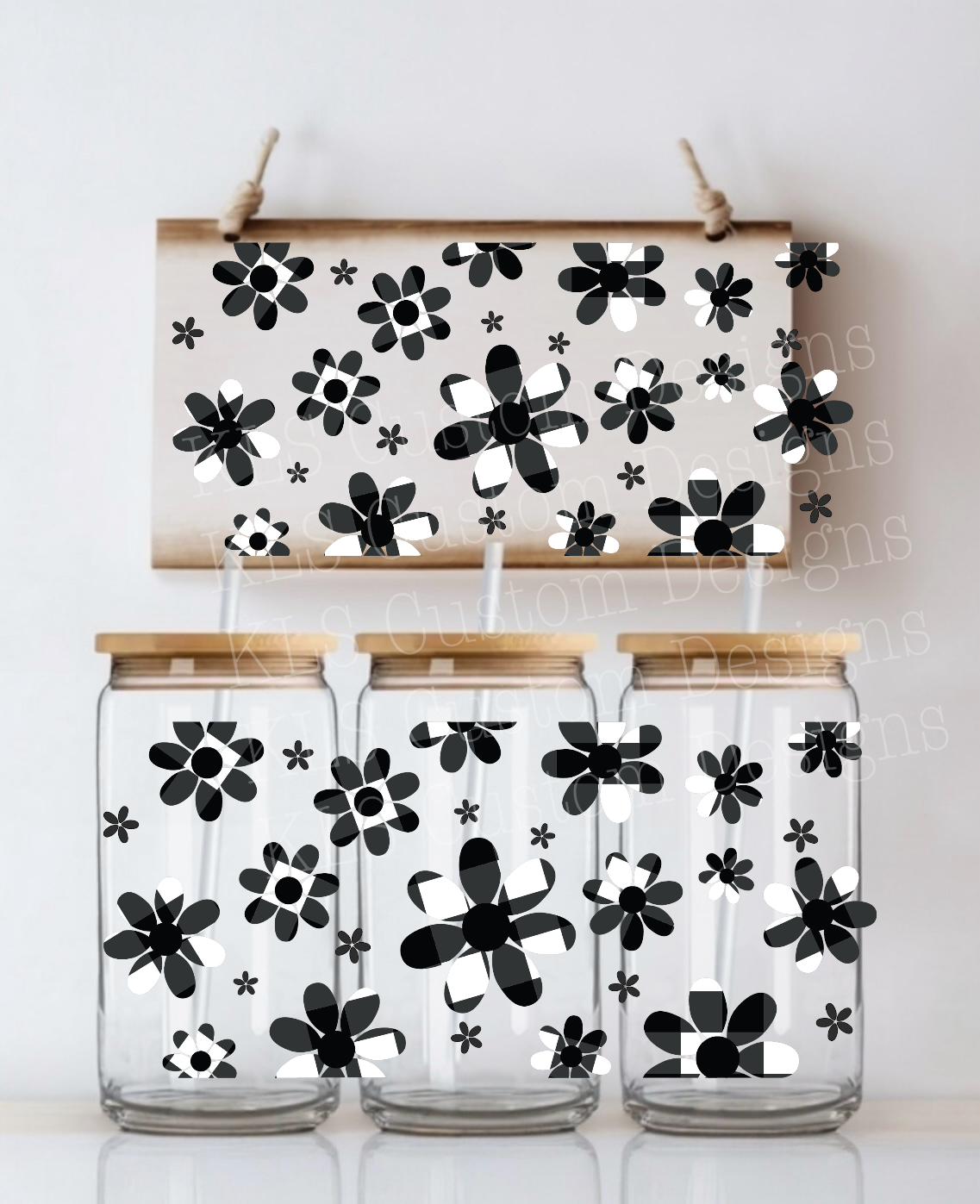 B3 Gingham Daisies UV DTF Wrap