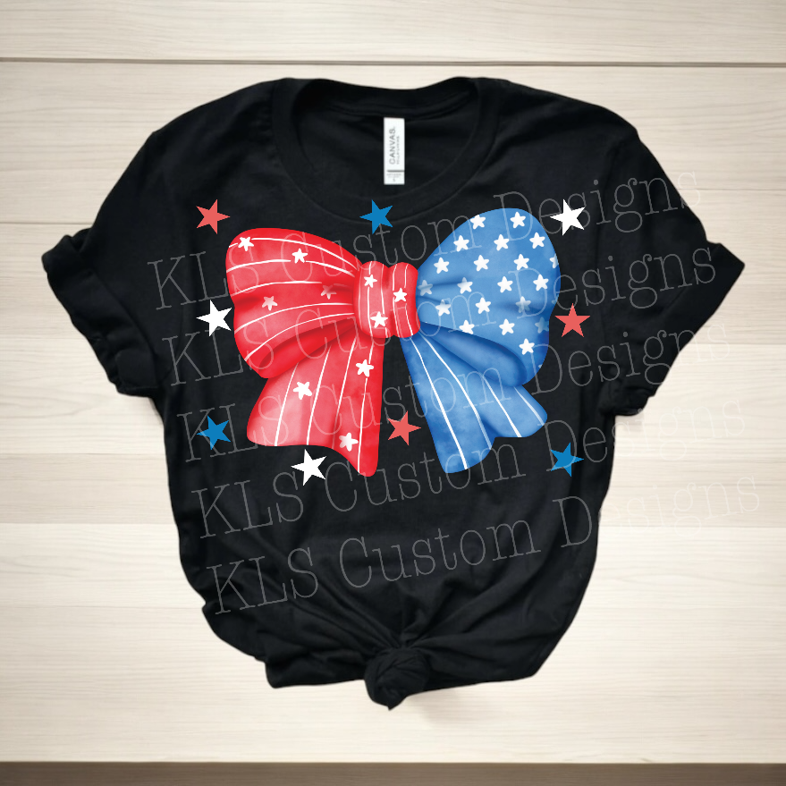 Patriotic Flag Coquette Bow Ready To Press DTF Print