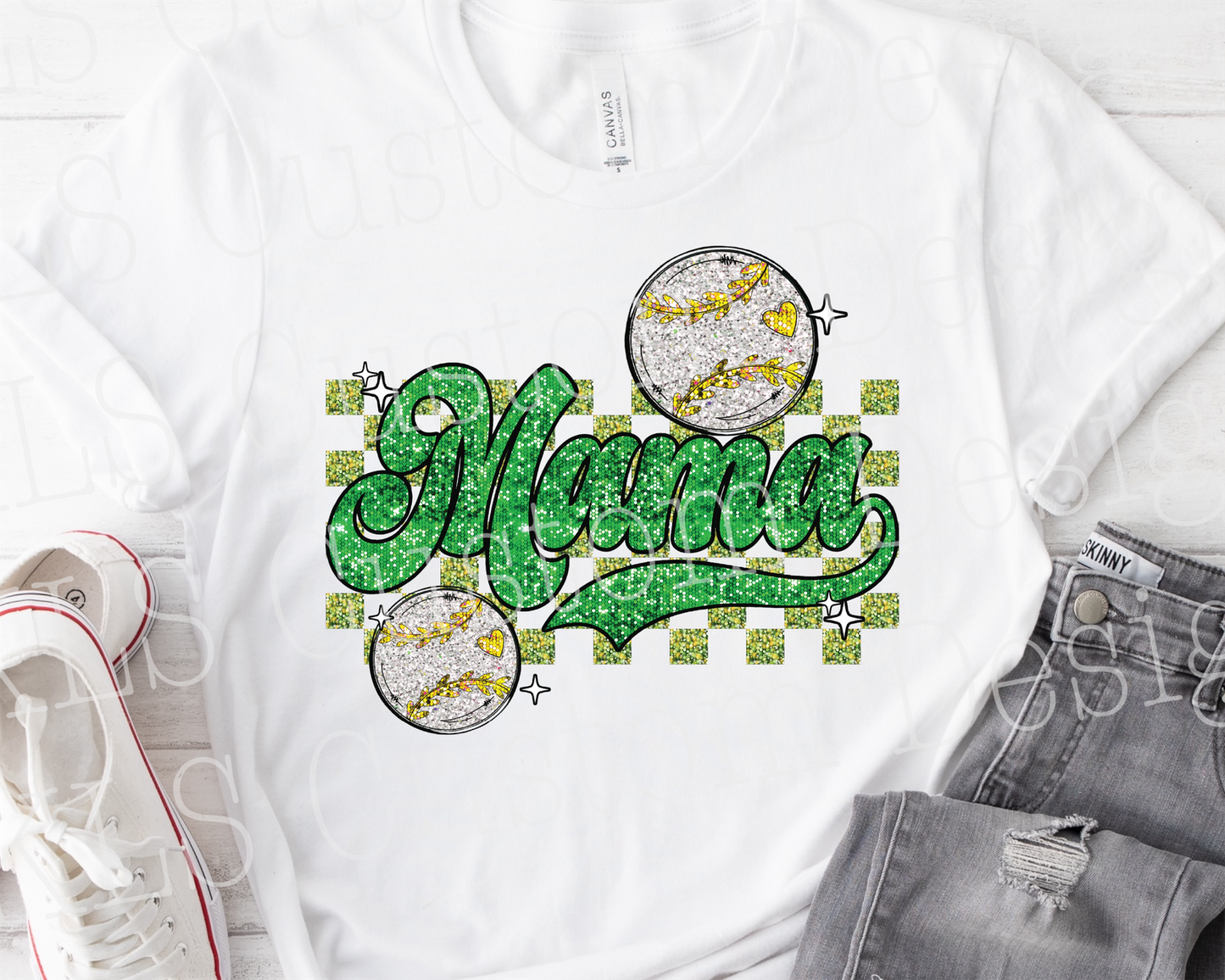 Faux Sparkle Baseball Mama Ready To Press DTF Print