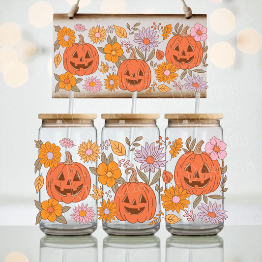 Y2 Pumpkin Floral UV DTF Wrap