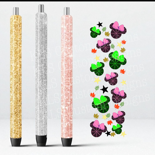 2 Cute Halloween Mouse Heads Bows UV DTF Pen Wrap