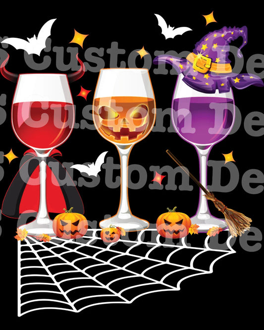 Spooky Wine Glasses Ready To Press DTF Print