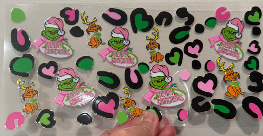 4G Christmas Pink Cheetah Dog UV DTF Wrap