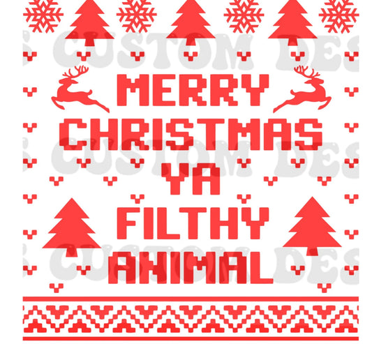 16P Merry Christmas You Filthy Animal 4” Tall UV DTF Decal