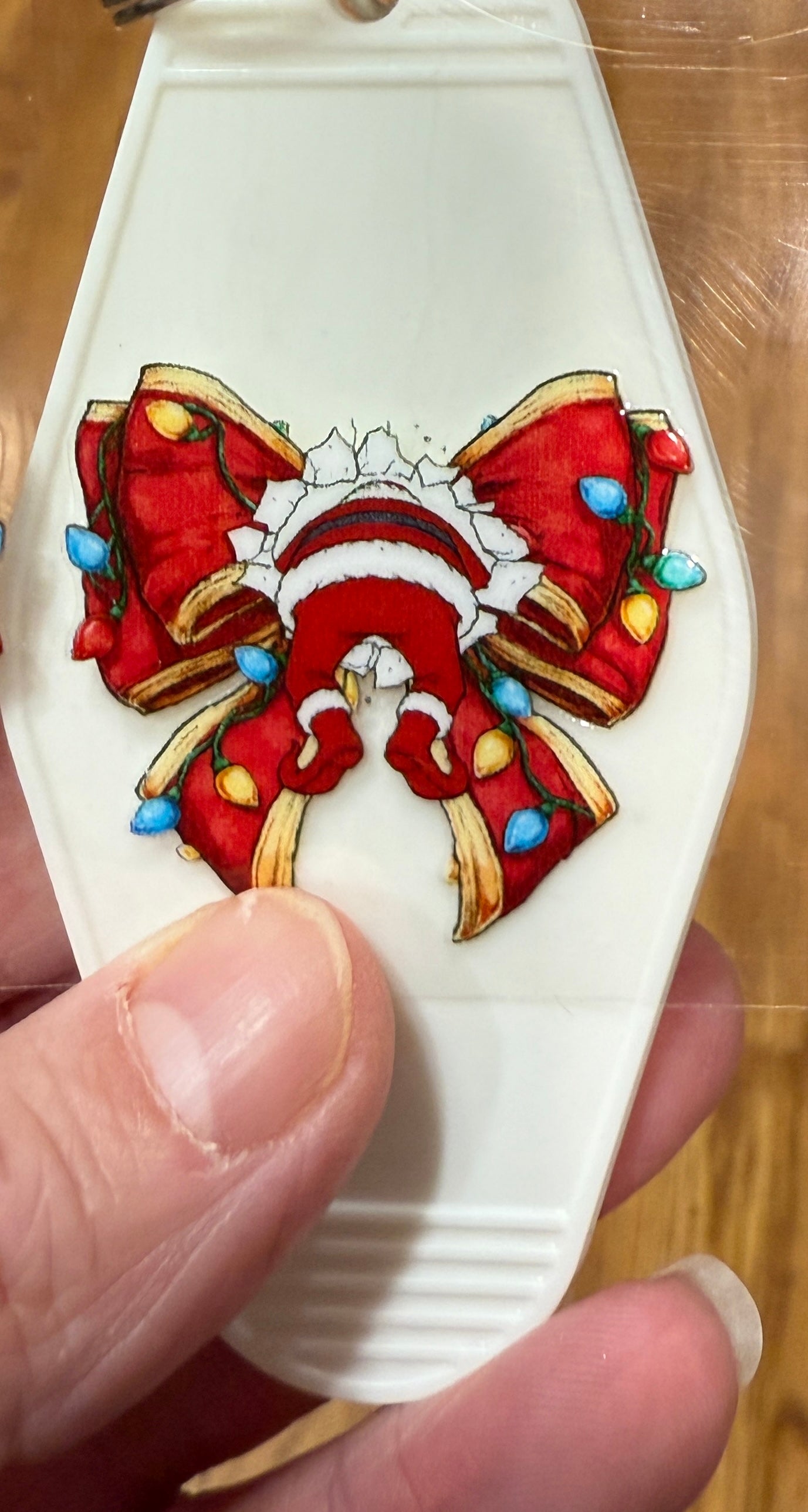 Keychain Santa Coquette Bow Front And Back Set UV DTF Decal