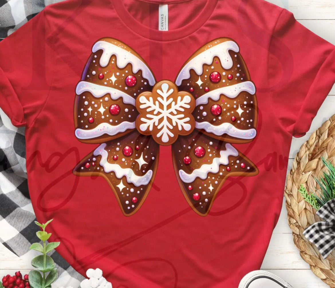 Gingerbread Coquette Bow Gumdrop Christmas DTF Ready To Press