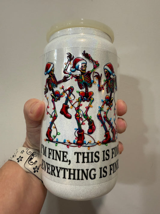 23Y I’m Fine Everything Is Fine Skeletons 4” Tall UV DTF Decal