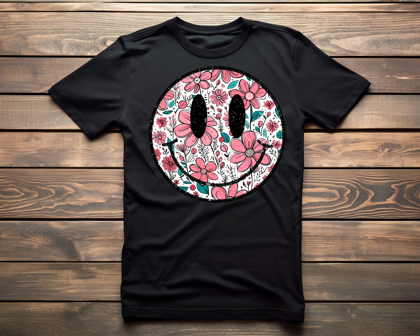 Floral Smile Face Ready To Press DTF Print