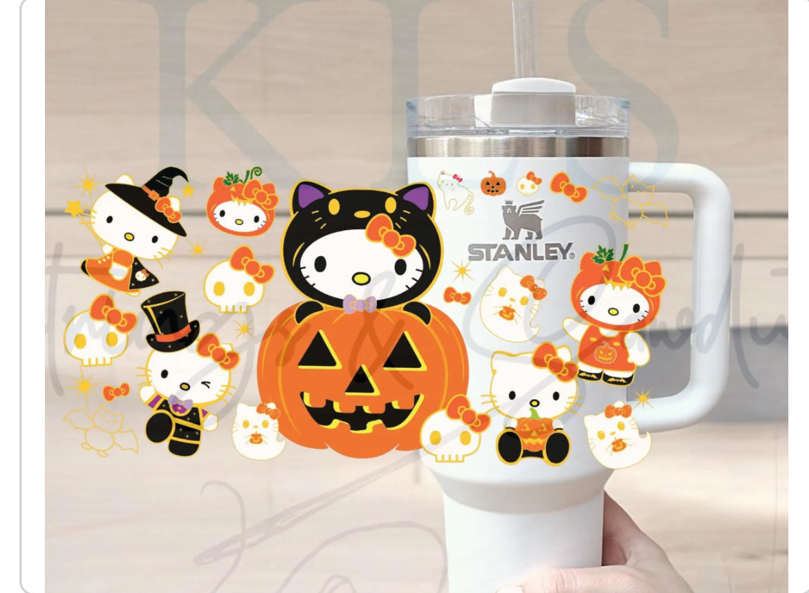 10G 30 OZ Stanley Halloween Kitty UV DTF Wrap