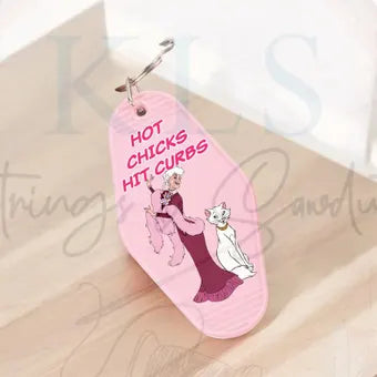 Keychain Hot Chicks Hit Curbs UV DTF Decal