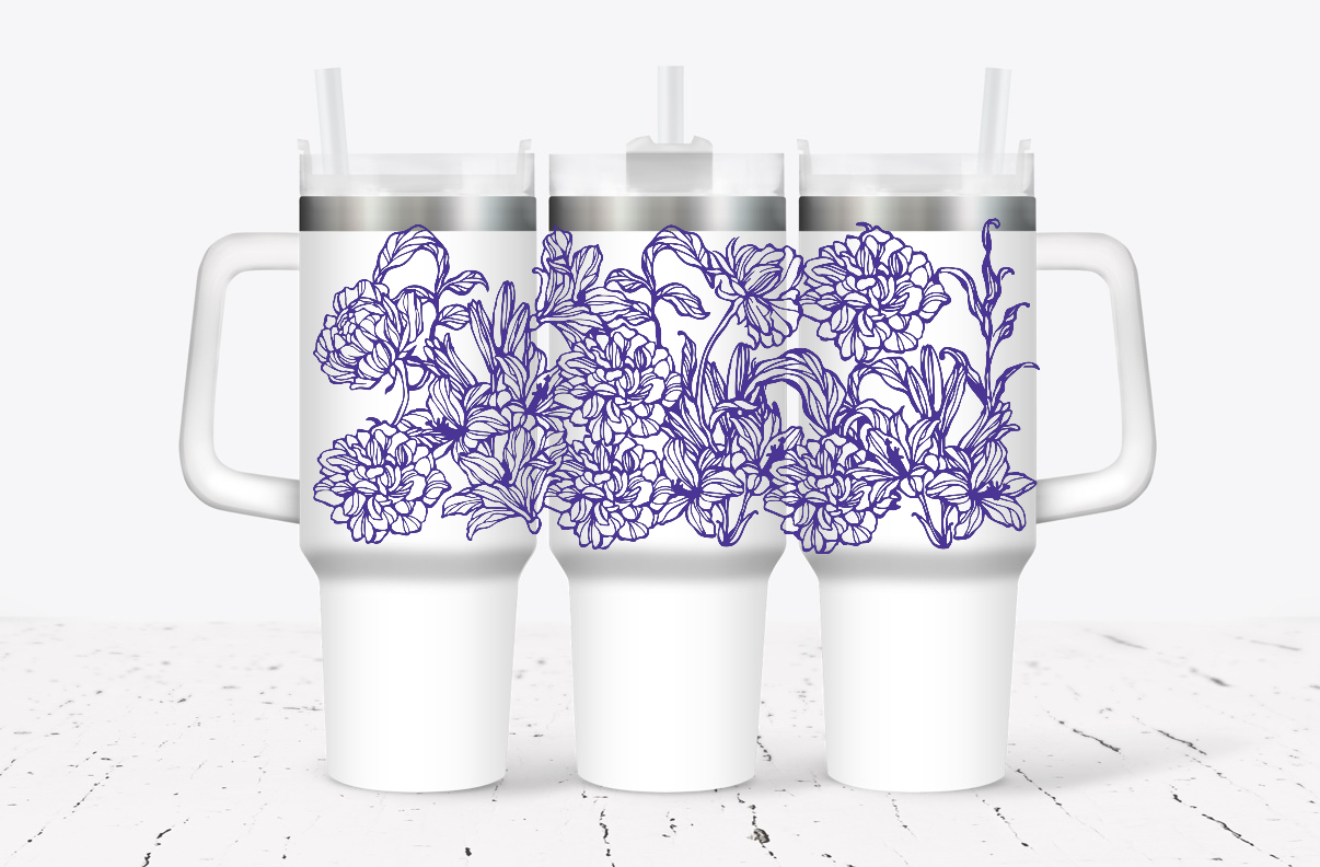 40 Ounce Intricate Floral UV DTF Wrap