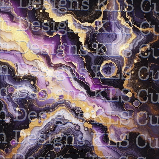 Purple Gold And Black Geode 20 Oz Skinny Permanent Vinyl