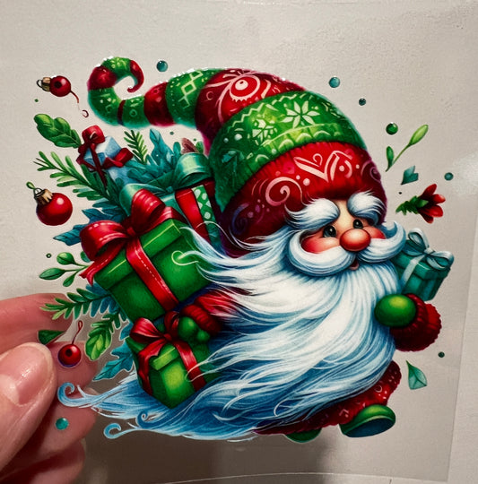 17Y Christmas Gnome With Presents 4” Tall UV DTF Decal