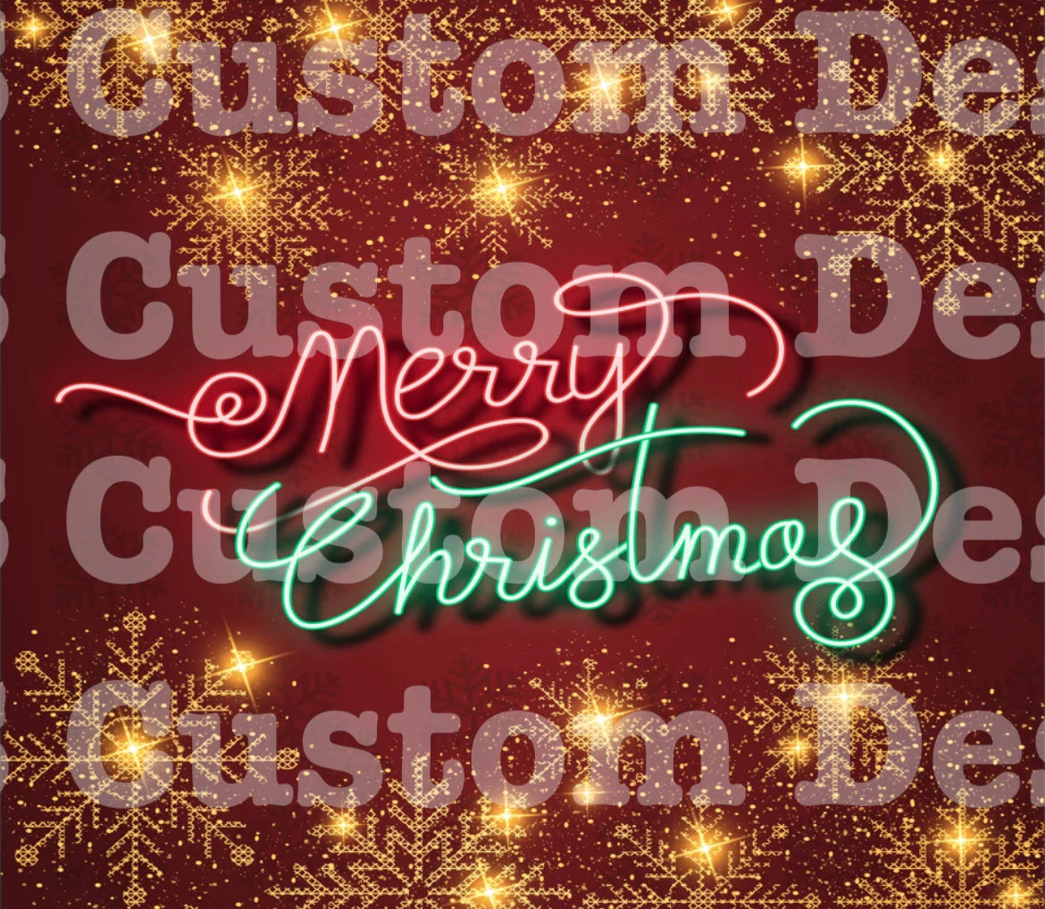 Merry Christmas Gold Snowflakes 20 Oz Skinny Permanent Vinyl