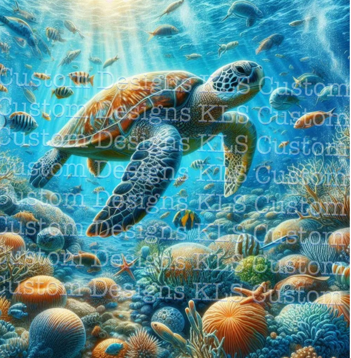 Fish And Sea Turtle 20 Oz Skinny Permanent Vinyl