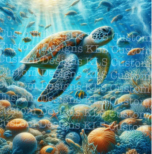 Fish And Sea Turtle 20 Oz Skinny Permanent Vinyl