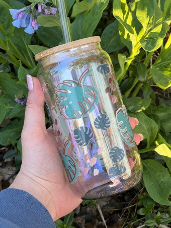 Y2 Monstera And Rose Gold Plant UV DTF Wrap