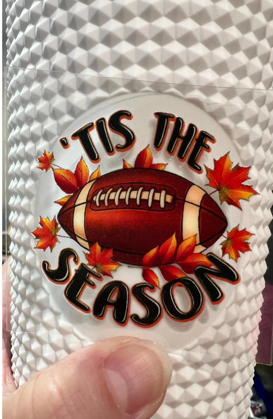 Mini Tis The Season Football 2” UV DTF Decal