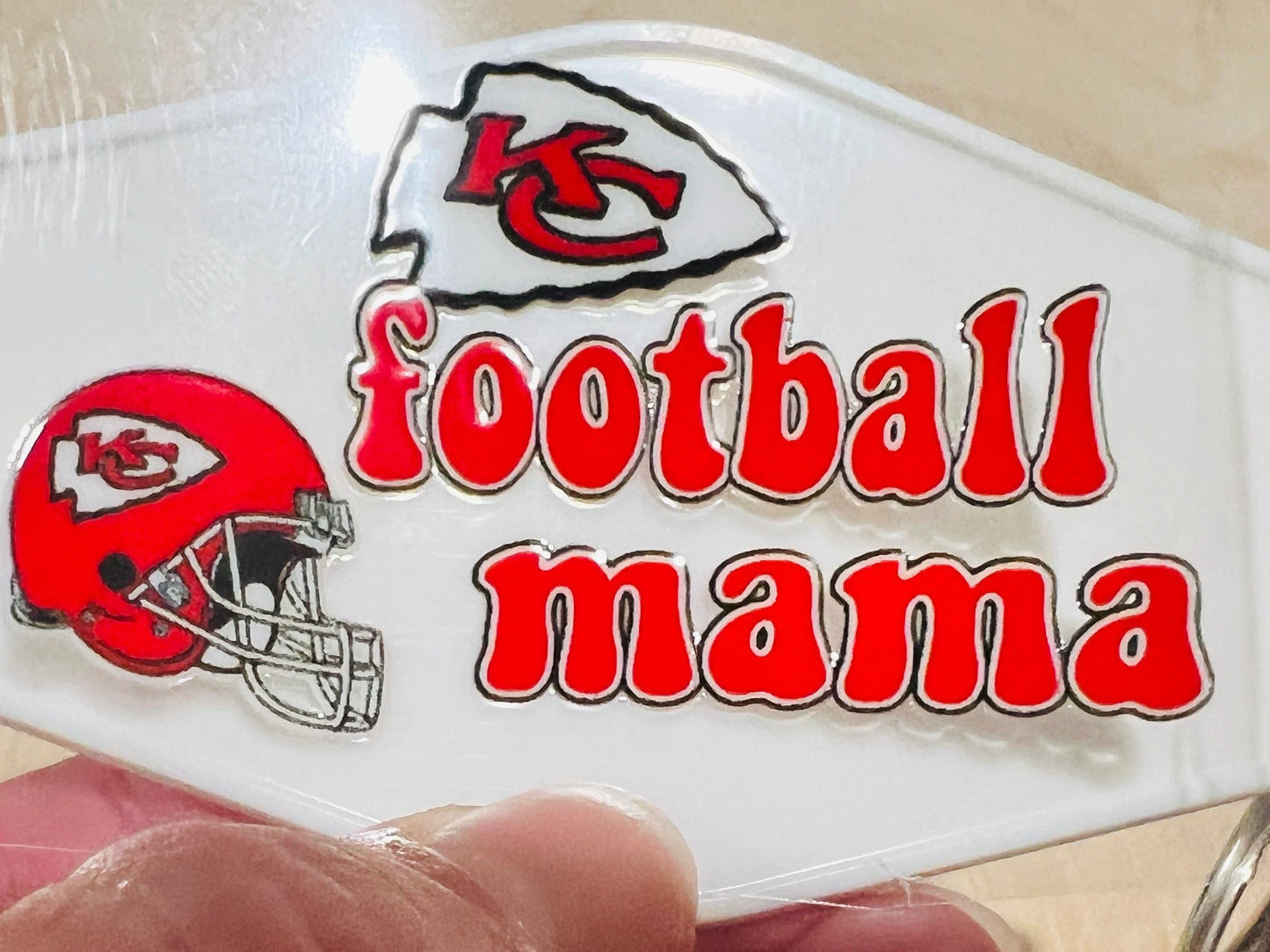 Keychain Football Mama UV DTF Decal