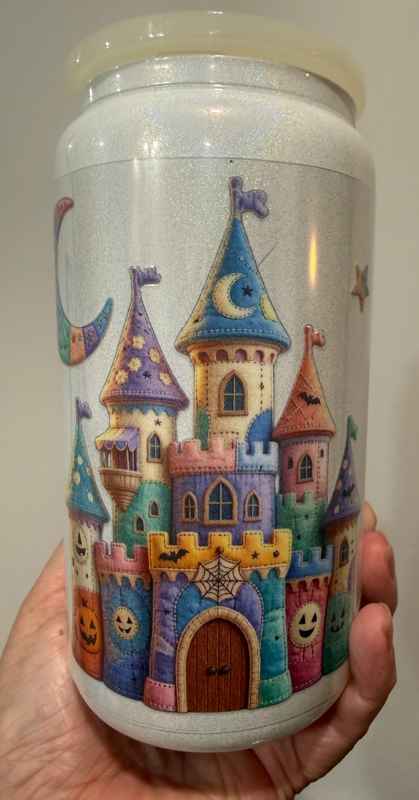 Pastel Happy Halloween Patchwork Castle UV DTF Wrap