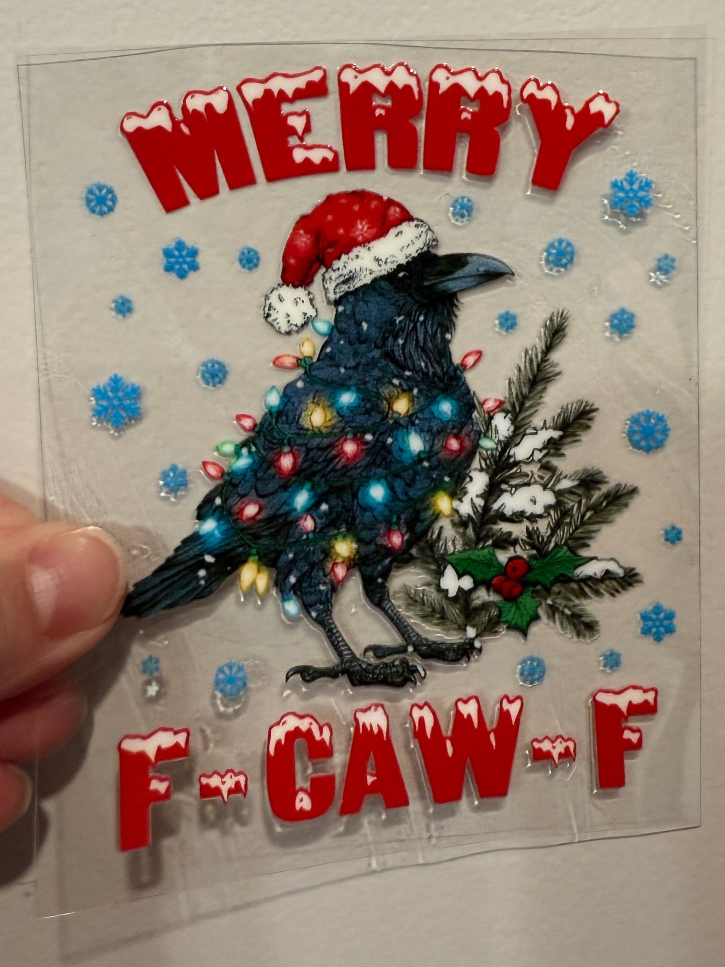 22P Merry F Caw F Christmas 4” Tall Decal