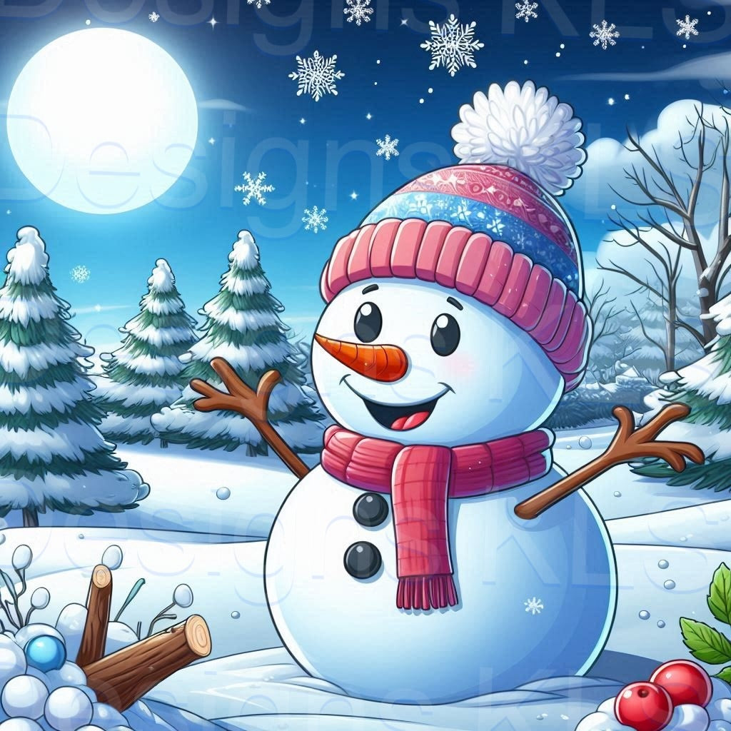 Winter Scene Snowman 20 Oz Skinny Permanent Vinyl