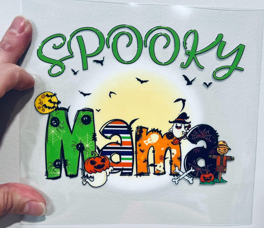 17B Spooky Mama Halloween Moonlight 4” Tall UV DTF Decal