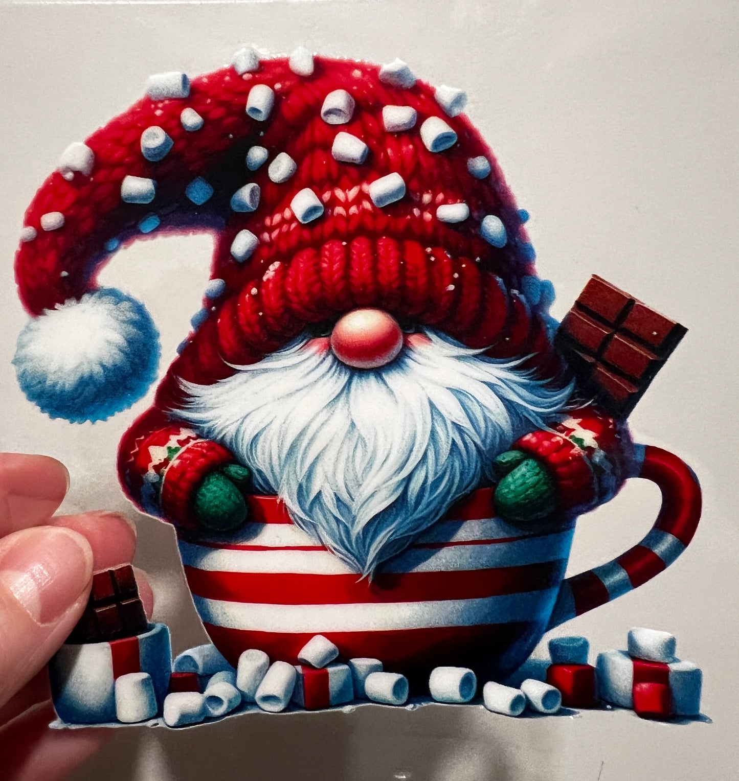 17B Christmas Gnome In Mug 4” Tall UV DTF Decal