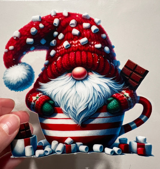 17B Christmas Gnome In Mug 4” Tall UV DTF Decal