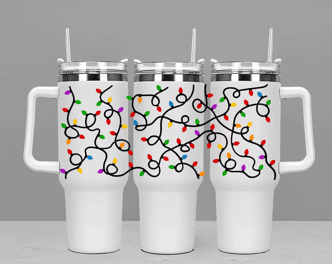 11P 40 OZ Christmas Lights UV DTF Wrap