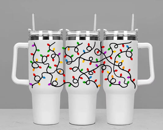 11P 40 OZ Christmas Lights UV DTF Wrap